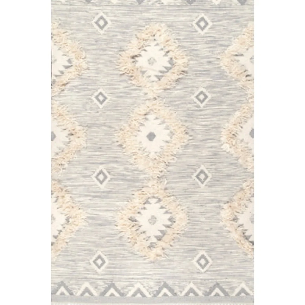 Cream and White Textured Area Rug - Picture 3 of 9